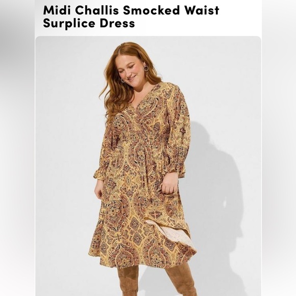 Torrid size 3 midi smocked waist medallion print dress - Picture 1 of 6
